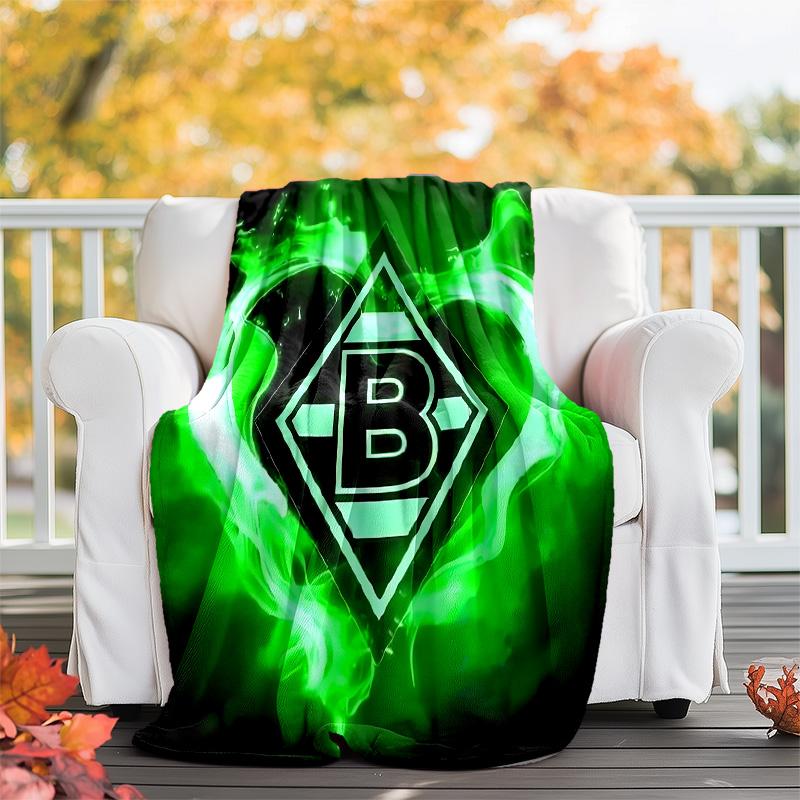 Borussia Mönchengladbach LOGO bedruckte Kuscheldecke – leicht, weich, warm;Vielseitige Decke für alle Jahreszeiten – perfekt als Klimadecke, Nickerchen-Bla