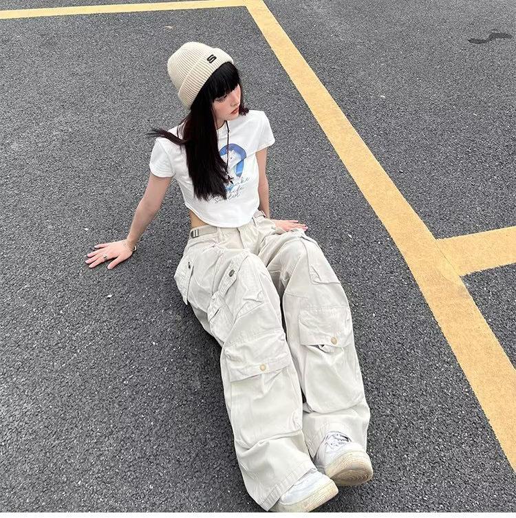Spring Large Size Retro Casual Multi-Pocket Cargo Pants