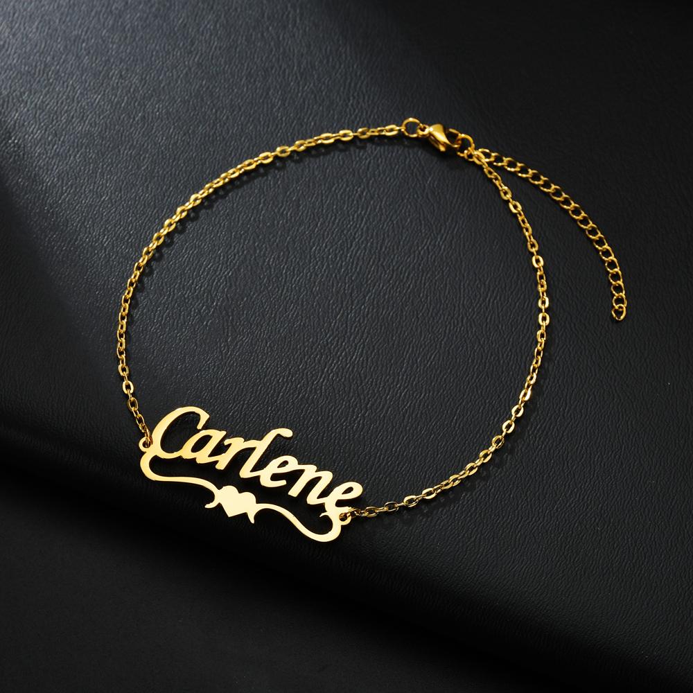 Atoztide Customized Bracelet Personalized Special Chain Nameplate Women Kids Stainless Steel Gold Color Bangle Chrismas Gift