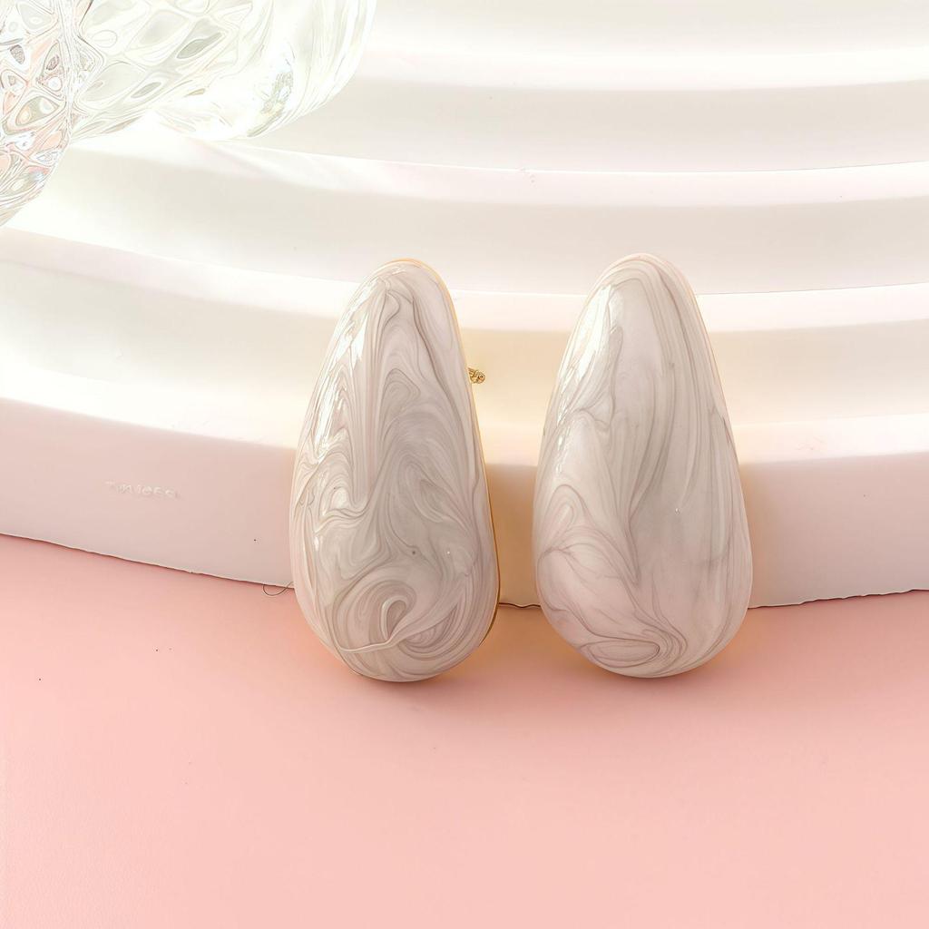 Stainless Steel Enamel Water Drop Earrings - Light Luxury Sweet Style for Women