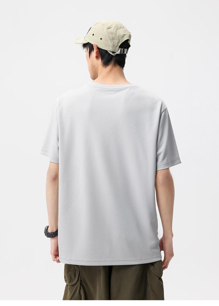 5A antibacterial and moisture absorbing quick drying outdoor sports thin round neck printed casual men's short sleeved T-shirt