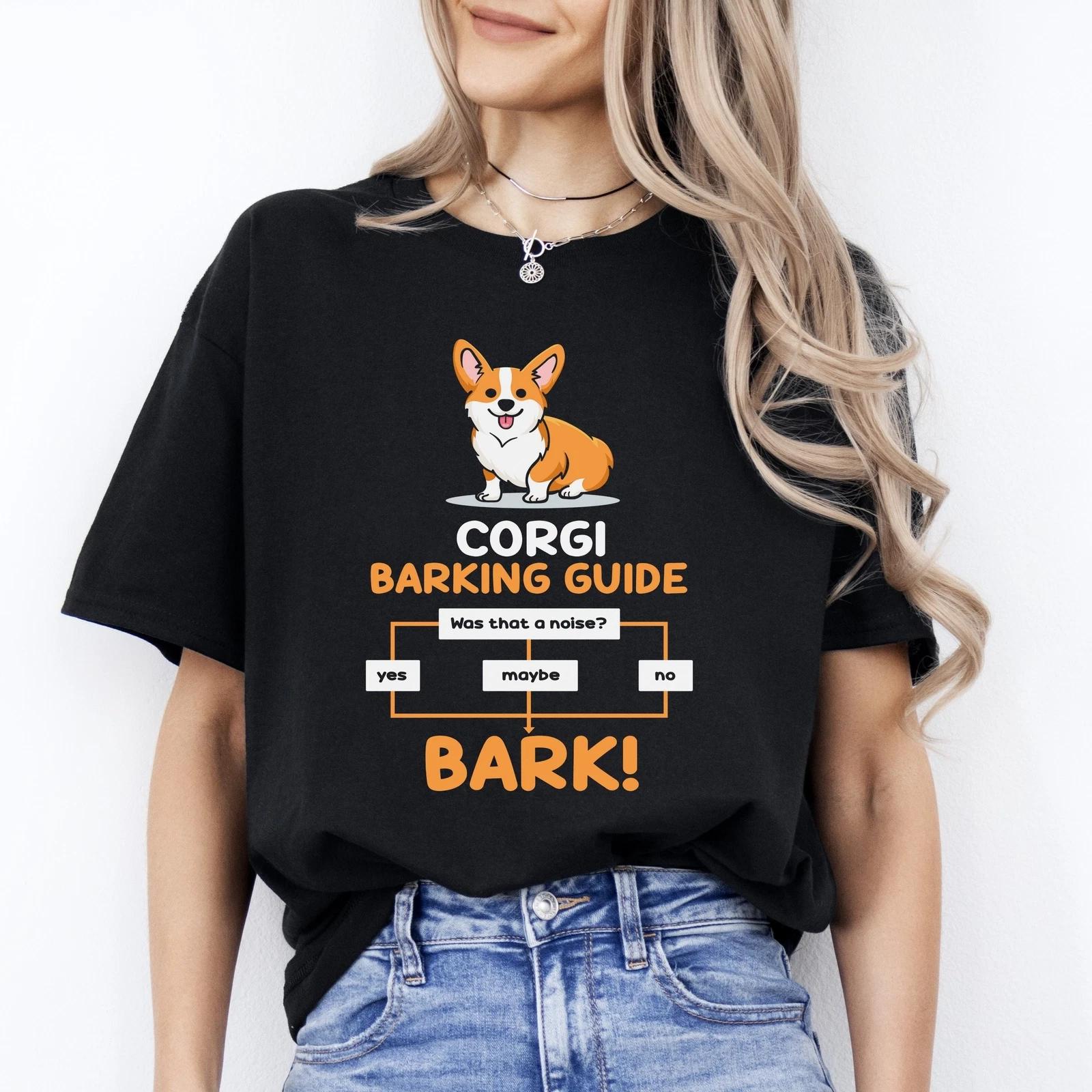 Corgi barking guide T-Shirt gift Funny Corgi Dog mom Unisex tee Black Navy Dark S