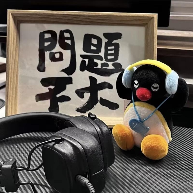 Pinguin Plüsch Schlüsselanhänger Spielzeug Niedliche Kopfhörer Tragende Stoffpuppe Lustige Cartoon Tasche Anhänger Rucksack Geldbörse Dekor Überraschungsgeschenk