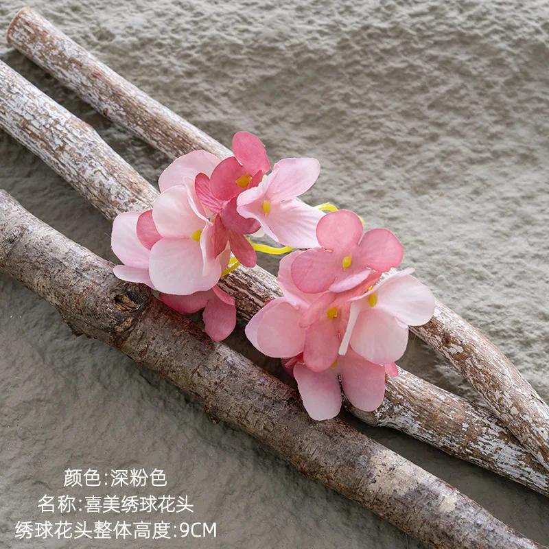 10PCS Hydrangea Head INS Style Artificial Flowers and Green Plants Wholesale Wedding Fake Flower Decoration Decoración Hogar