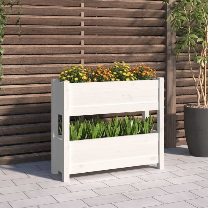 VidaXL Jardinière Blanc 77x25x66 cm Bois massif de pin 823942