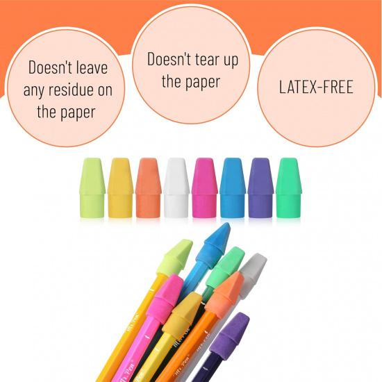 Mr. Pen- Pencil Erasers Set, 60 Pack Pencil Top Erasers, 6 Pencil Erasers, Latex-Free & No Smudge