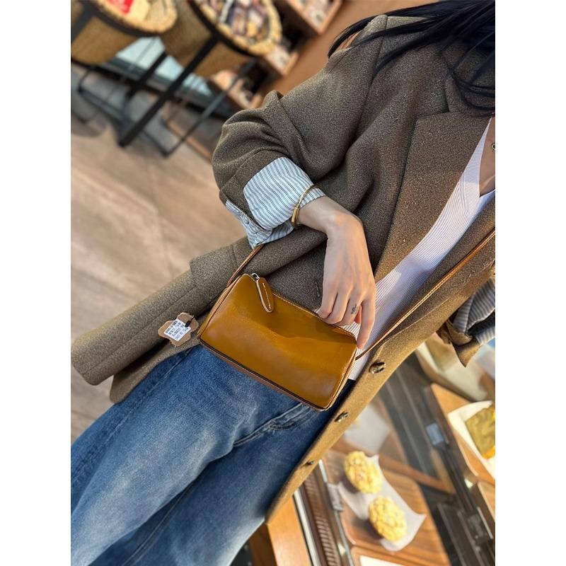 Cylinder Bag Genuine Leather Mini Bag for Mobile Phone Soft Leather Shoulder Bag All Crossbody Bag