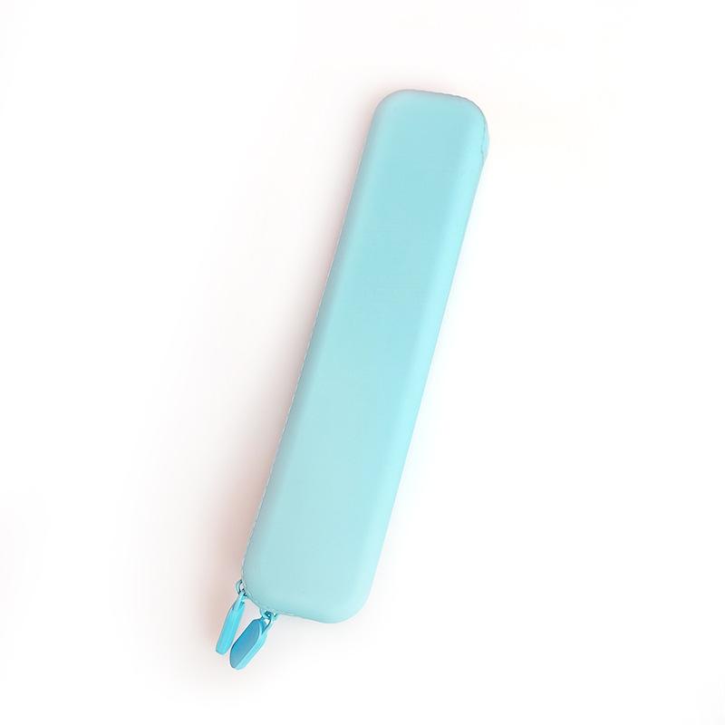 Silicone pencil case Simple Macaron color pencil case Primary school children s stationery pencil bag синий