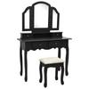 Day and Night - Day and Night Black Paulownia Wood Dressing Table and Stool Set 100x40x146 Cm