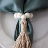 ABBY-12X Beaded Wood Napkin Rings With Table Setting Wedding Party Décor Accessories Napkin Holder Natural Style