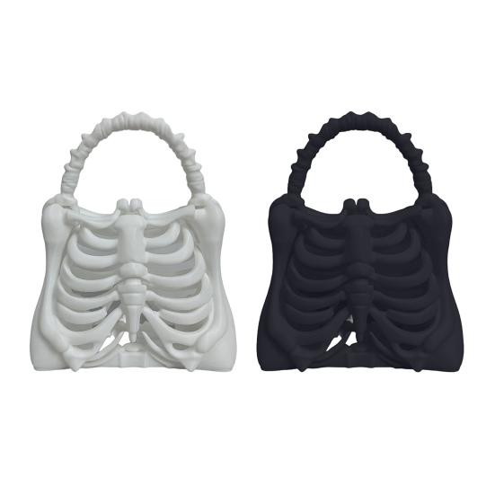 Gothic Skeleton Bag 3D Printed Ribcage Bone Handbag Anatomical Spooky Skeleton Purse for Halloween Dress-up Dark Aesthetic Accessory