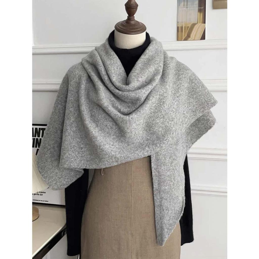 2025 Wool Blend Striped Triangle Shawl Women's Warm Thick Knitted Outerwear