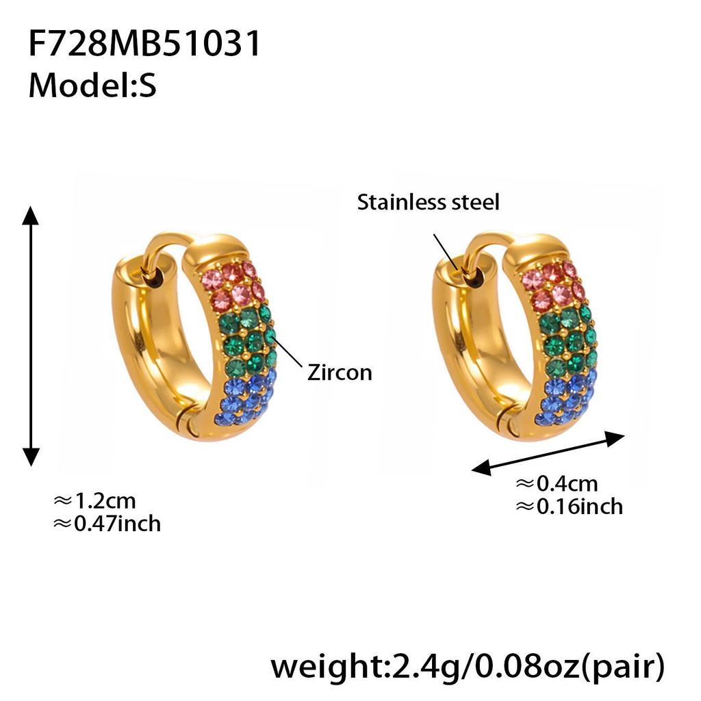 Qiong Yao Zircon Three-Row Diamond U-Shape Ear Cuff, 18k Gold Plated Stainless Steel Earrings