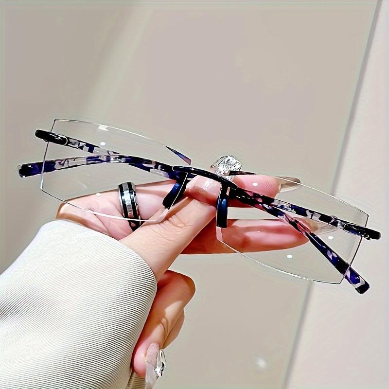 1/3-Pack Square Frameless Reading Glasses for Men Women Anti-Blue Light PC Lens Rectangular Eyewear 1 0 to 4 0