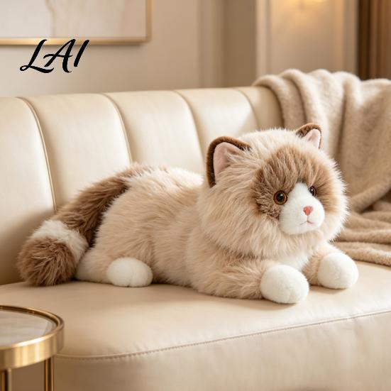 Healing Toy for Girls Lifelike Ragdoll Cat Plush Toy Realistic Stuffed Animal Pillow Sleeping Exquisite Kitten Gift 45cm Fluffy Pillow Soft Comfort