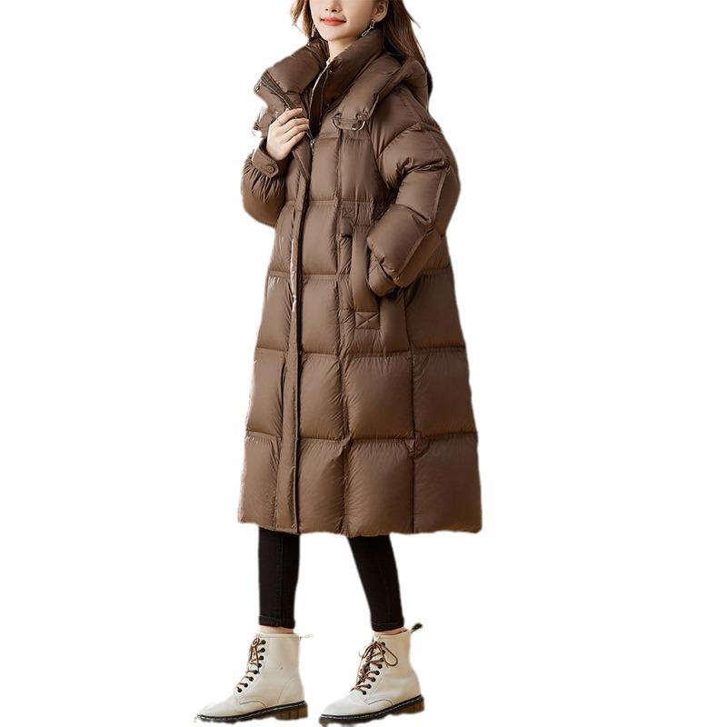 Down jacket women's winter clothing medium and long 2024 new Korean version 90 duck down hooded fashion warm jacket jacket