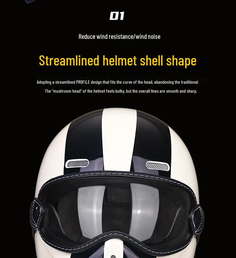 Retro Fiberglass Full-Face Motorcycle Helmet for Cruisers & Scooters - Unisex Design