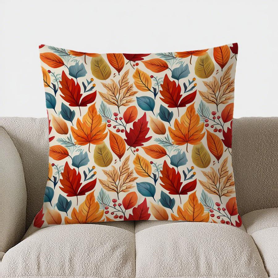 Home Decor Autumn-Themed Bow & Pumpkin Patterned Pillow Pattern Cushion Cover Suitable For Sofa Bedroom Car Pillow Cover