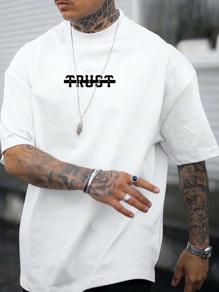 Stylish 100 Cotton Unisexs T shirt Featuring Bold TRUST Typography Ideal for Summer Everyday Wear and Layering