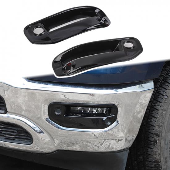 Exterior Black Front Fog Light Lamp Cover Trim For Dodge RAM 1500 18+Accessories