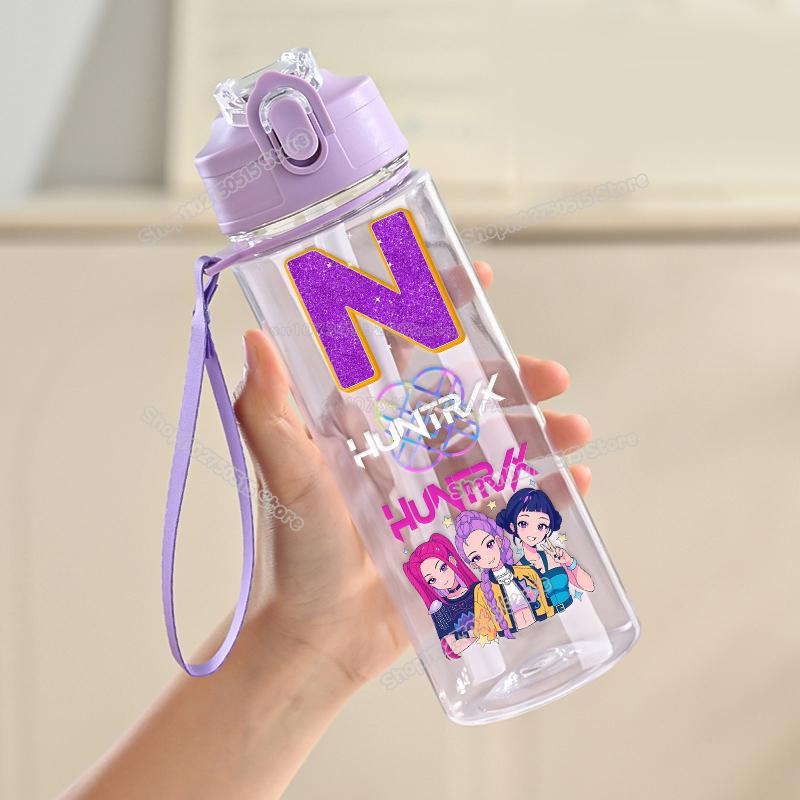 900ml KPop Łowcy Demonów List Butelka na Wodę Rumi Mira Zoey Dziewczęca Szkolna Kubek na Napoje Duża Pojemność Dziecięca Sportowa Outdoorowa Butelka ze Słomką
