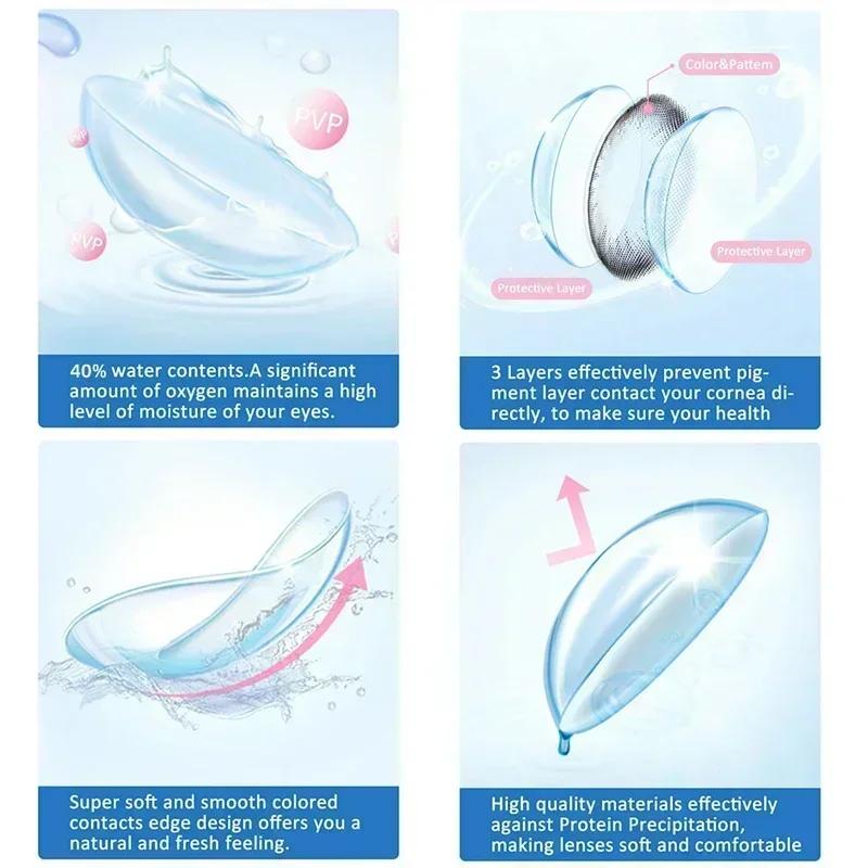 FUNSACHY 1 Pair Color Contact Lenses for Eyes Natural Softlens Lenses Cosmetic Eye Contacts Gray Pupils Yearly Lens Brown Lens