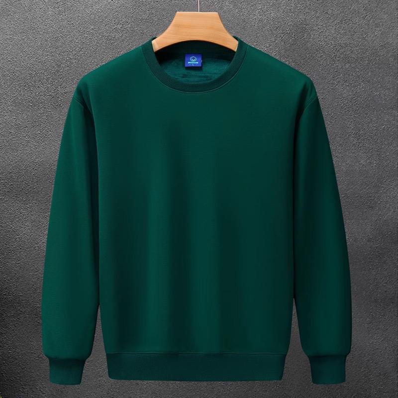 Men's 320g Heavyweight Drop Shoulder Crew Neck Sweatshirt, Autumn/Winter, Solid Color Cotton Pullover, Long Sleeve, Trendy Design