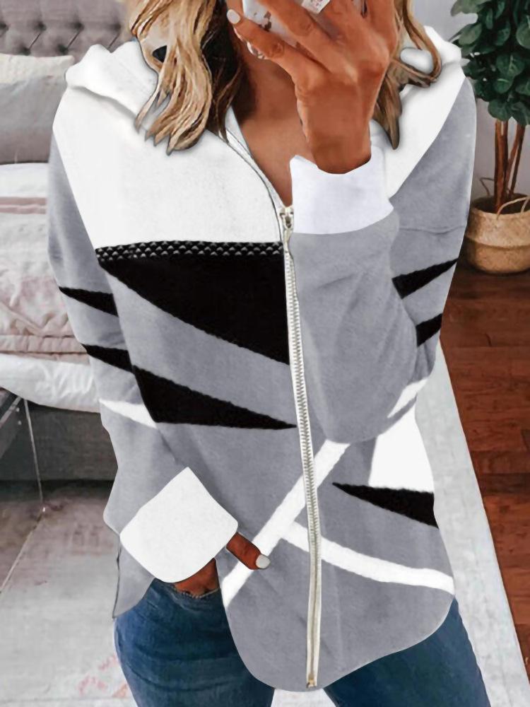 Casual Hooded Cardigan Long-Sleeved Loose Digitally Printed Womens Top Sweater Trendy Design Comfortable Fit for Daily Outdoor Wear XXXL 2270₽