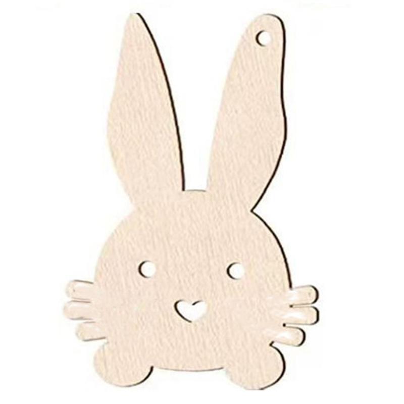 AD23-70PCS Unfinished Blank Wood Cutout Wooden Easter Bunny  Shaped Wooden Easter DIY Wooden Craft For Easter Spring Durab