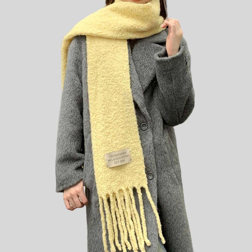 Neuer einfarbiger Premium-Wollschal für Damen, Herbst und Winter, vielseitig, verdickt, Plüsch, warm, Premium-Schal