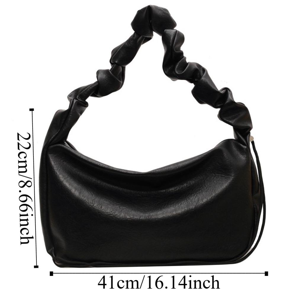 Solid Color Ruched Underarm Bag Large Capacity Single Shoulder Bag All Match Pleated Bag  Ladies