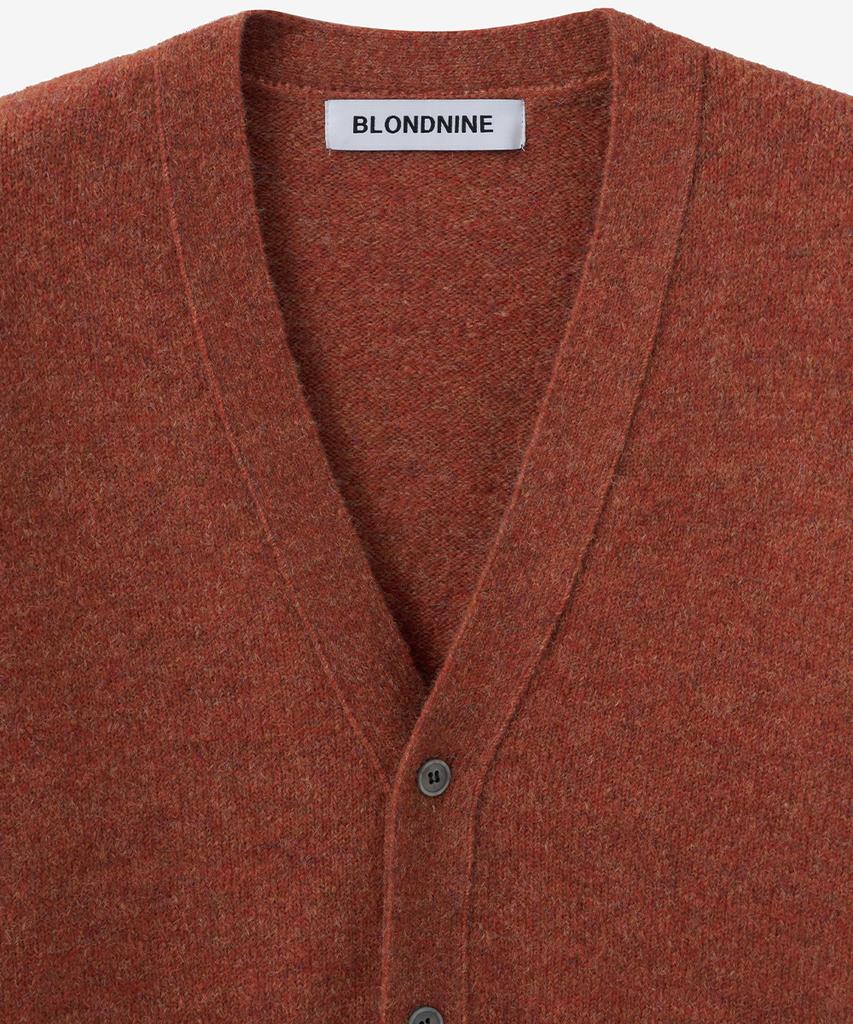 Blond9 Wool Boucle V-Neck Cardigan_Orange