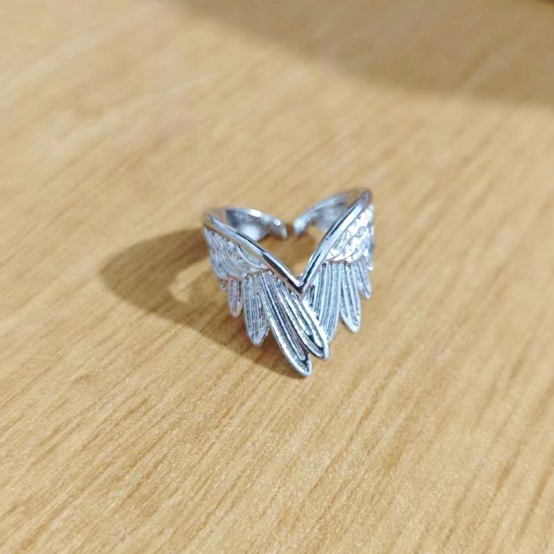 Retro Angel Wings Ring For Women Silver Color Punk Gothic Adjustable Open Ring Jewelry Accessories Gift