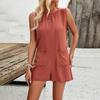 Di Yun Women's Solid Color Sleeveless Jumpsuit - Spring/Summer 2024 Casual European & American Style with Pockets