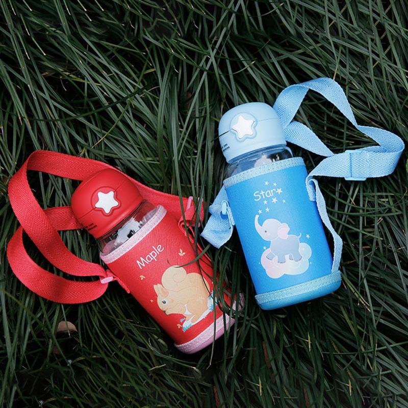 Premium Quality 700ml Portable Drinking Straw Shoulder Strap Water Bottle For Kids