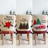 New Christmas Chair and Stool Set Creative Linen Embroidered Chair Cap Scene Layout