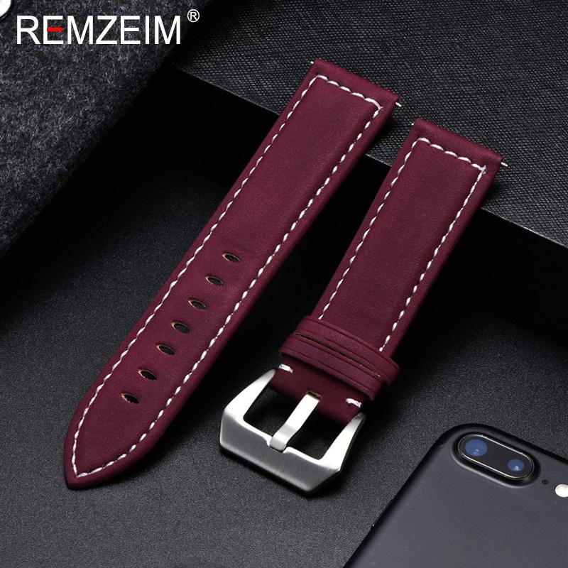 18mm 20mm 22mm 24mm Matte Leather Watchband Men Women Strap Luxury Brand Red Blue Green Watch Band Accessories
