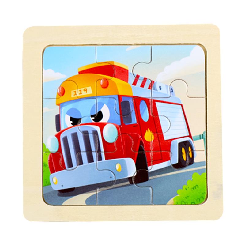 Small Children's 9-piece Wooden Plane Puzzle Cartoon Animation Puzzle Baby Educational Early Education Toy