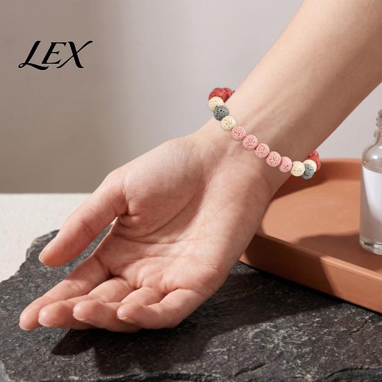 Dopamine Color Beaded Wristband Obsidian Stone Bracelet for Men Women, Colorful Rock Beads Unisex Fashion Stackable Stretch Bracelet, Aromatherapy