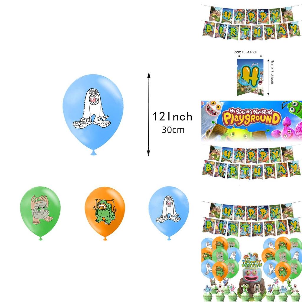 My Monster Singing Theme Birthday Banner Balloon Party Supplies Decorations Set