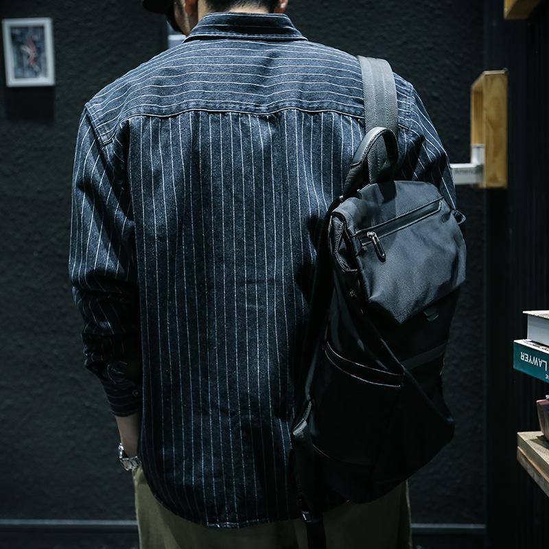 Denim Autumn And Striped Spring Longsleeved Shirt Men Loose Tide Ins Large Size Casual Shirt Workwear Jacket