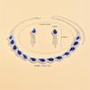 Jewelry Set Colored Water Drop Necklace Earrings Two-Piece Set Bridal Wedding Dress Versatile Fashion Accessories Women