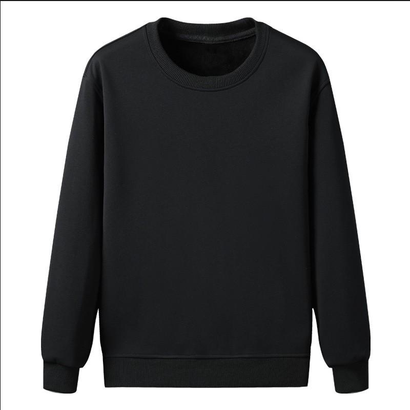 Men's Fleece Sweater Crew Neck Autumn and Winter Fleece Thickened Korean Version Large Size Solid Color Simple Inner Bottoming Shirt Top