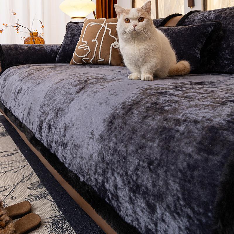 

Snowflake Fleece Sofa Cushion Thickened Plush Non-Slip Seat Cushion New All-Inclusive Anti-Cat Scratch Sofa Cover Cover Cloth Towel 70*70cm