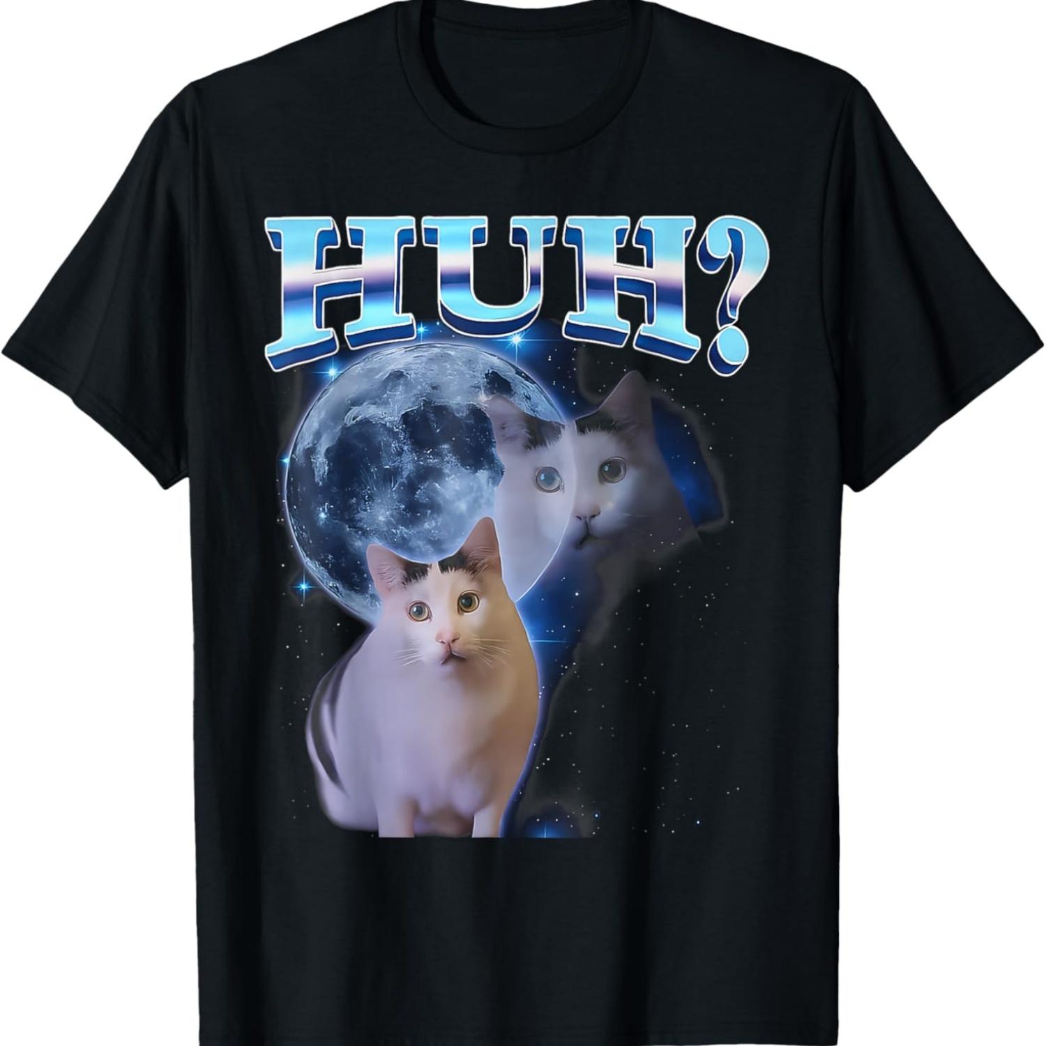 Huh Cat Chonky Meme Funny Confused Cat Meme Lovers T-Shirt(3) S