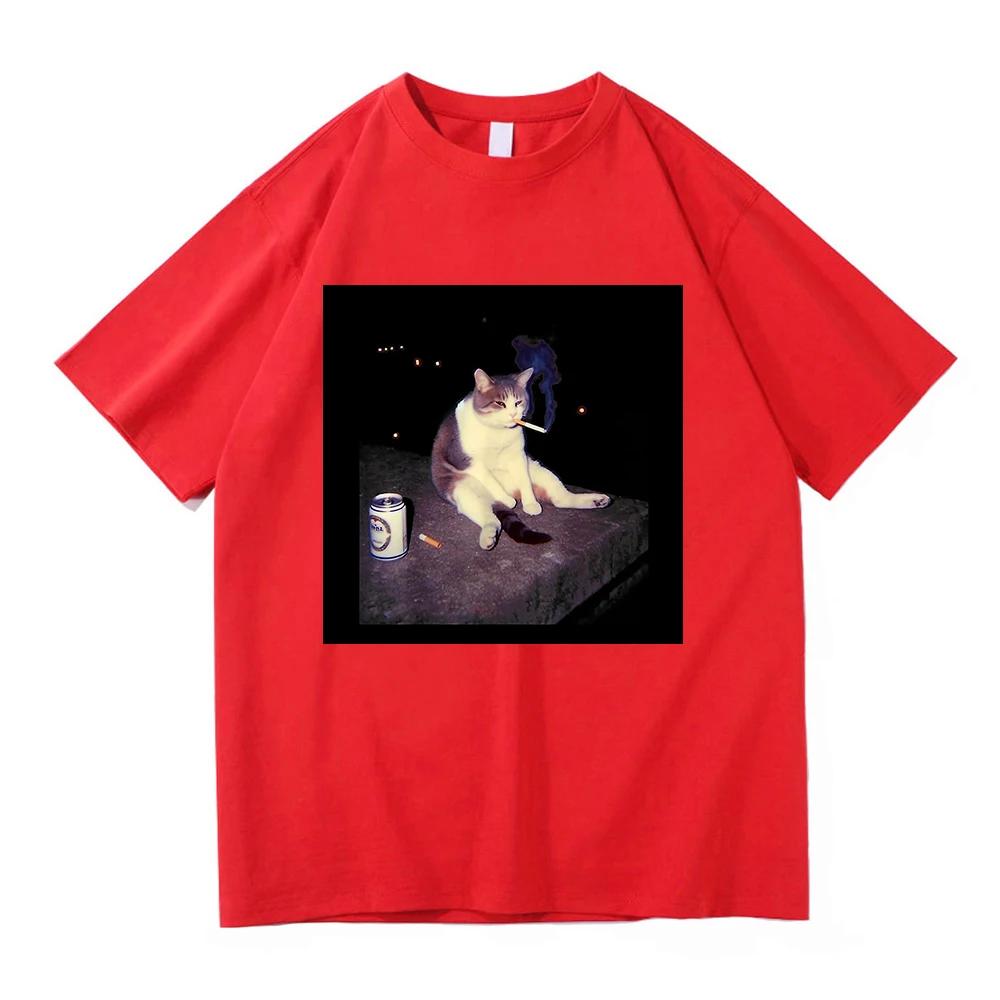 Divertente Gatto Che Fuma Sigaretta Meme Maglietta Moda Abbigliamento Donna Vintage Harajuku Vestiti T-shirt Harajuku Manica Corta Casual