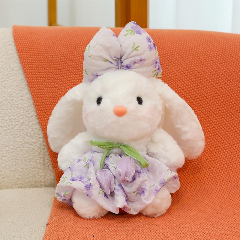 Cute Floral Skirt Bunny Doll Plush Toy Doll Girl Ragdoll Sleeping Doll Pillow Birthday Gift