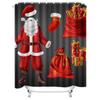 TU Christmas Santa Claus Shower Curtain Festive Holiday Bathroom Decor Reindeer Snowman Pattern Waterproof Home Decor Gift Idea