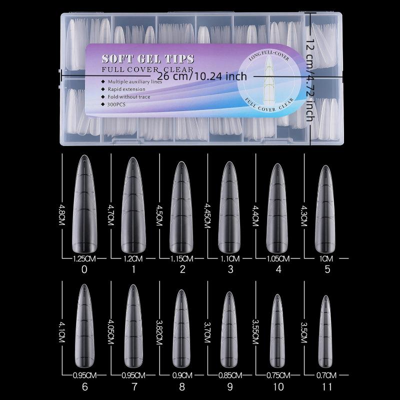 240Pcs Coffin Stiletto Trapezium Soft Gel Nail Tips With Auxiliary Lines Innovative Press On Nails Multifun Full Cover Fake Nail