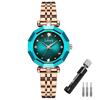Stylish and Cute Crystal Wristwatch for Stainless Gift for Gold and Women, Waterproof, Brand-name, Business-oriented, Steel, Luxury, Cute, Her, Blue.